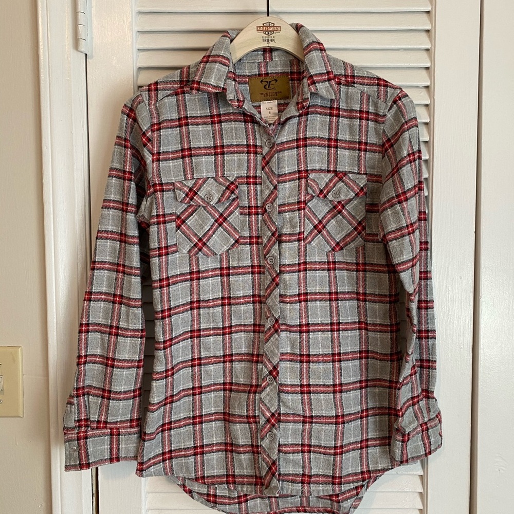 Basic Ladies Grey and Red flannel